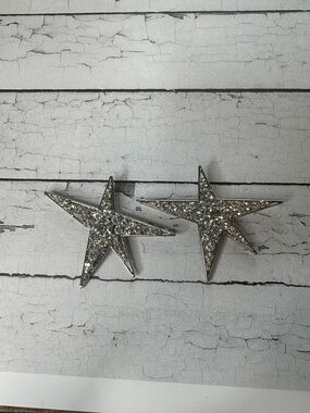 Crystal Starburst Brooch Set - Silver Tone
